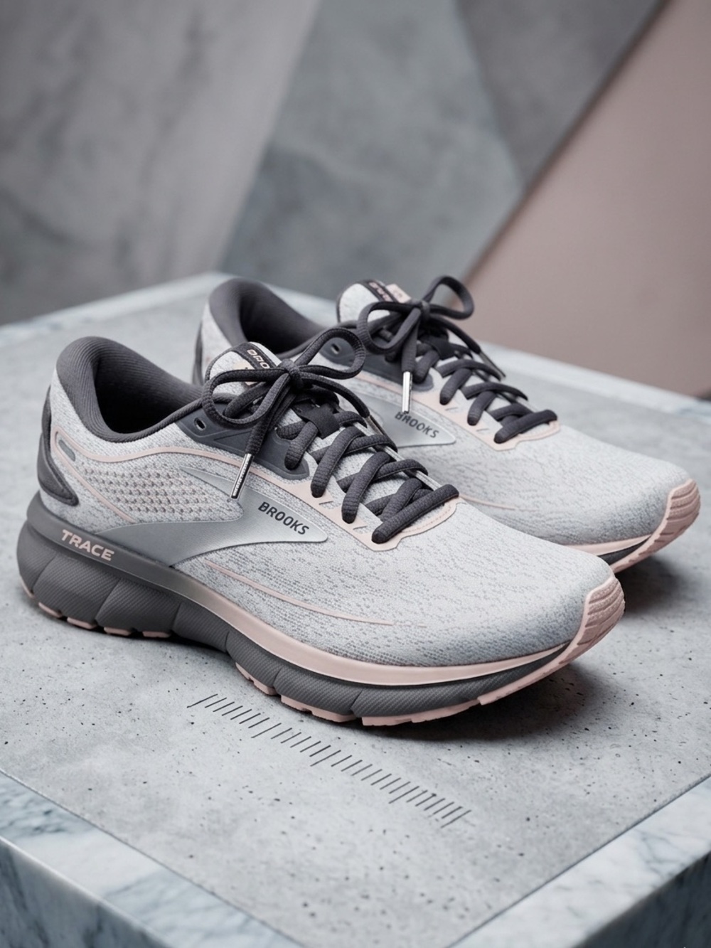 Brooks Women Trace Running Shoes — Light Gray with Blush